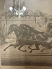Antique Victorian Currier   Ives Lithograph Horse Racing George M Patchen Brown 