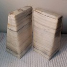 Vintage Onyx Stone Marble Bookends 2 Piece Wedge Decor Natural Please Read