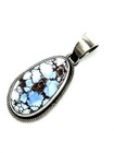 Navajo Golden Hills Turquoise Sterling Silver Old Style Handmade Pendant- Skeets