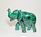 Marbled Stone Elephant Statue Hand Carved Green And Black Pattern Small