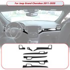 For Jeep Grand Cherokee 11  Dashboard Panel Door Handle Trim Bezels Carbon Fiber