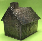 Vintage Silverplated 4  Toy Child Coin Bank  cabin  Denmark