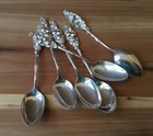 Antique vintage - Set Of  6  Sterling Silver Floral Demi-tasse   Dessert Spoons
