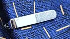Vintage Swank Tie Bar Clip Clasp Stay Silver Tone Textured   Smooth Rounded End