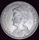 1919 Netherlands 25    Unc   640 Silver Coin