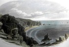 Lands End  Cornwall C1840 Genuine Antique Engraving With Hand Colour
