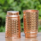 Pure Copper Cups Set Of 2 - Hammered Tumblers Water 11 8 Oz  350 Ml   Ayurvedi