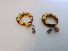 Rare Vintage Bakelite Dangle Brown Earrings With Butterscotch Polka Dots