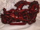 Vintage Chinese Feng Shui Running 3  Horses Statue 