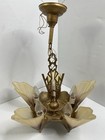 Antique Art Deco Slip Shade Chandelier Consolidated Glass Ceiling Fixture Light