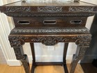 Pair Of Antique Chinese Zitan Side Stands With Intricate Carvings