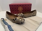 Nib Tory Burch Georgia Snake Print Ballet Flats Pale Desert Roccia Size 7 5  268