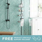 Tension Pole Shower Caddy 4 Basket Shelves With Built-in Towel Bars  Adjustable 