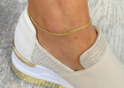 Real 10k Solid Yellow Gold 2 2mm Cuban Chain Link Anklet Bracelet 9  - Ga20