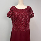 Jj s House Burgundy A-line Long Lace Chiffon Mother Of Bride Dress Sz 16 204924