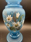 Antique Blue Victorian Bristol Hand Painted Beautiful Floral Motifs Vase 10   