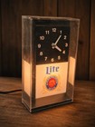 Vintage Miller Lite Lighted Beer Advertising Cube Clock Works Partially Repair