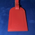 Authentic Louis Vuitton Large Red  Leather   Gold Hardware Name Tag 