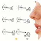 6pcs set Cubic Zirconia Stud Earrings 316 Stainless Steel Piercing Jewelry