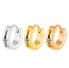 Women Men 316l Stainless Steel Cz Silver Gold Black Huggie Hoop Earrings 4x9mm