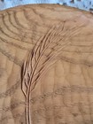 Vintage Turned Wood Plate Dish Hand Carved Wheat Marked Oh Triangle 7 w