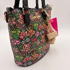 Betsey Johnson Xobloom Floral Garden Bucket Bag Black Scalloped Satchel Baskets
