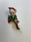 Vtg Ceramic Pixie Elf  Mcm  Handpainted  Excellent Conditon  Playing Instrument