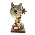 Wolf Head Bust Statue 14    Heavy Resin Sculpture Large Wildlife Lodge Cabin Decor