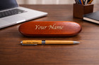 Personalized Wooden Pen Set With Case     Custom Name Engraved Bamboo Pen   