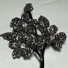 Vintage Marcasite Silver Rhinestone Floral Bouquet Lapel Pin Brooch