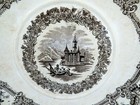 Antique Large Rare Staffordshire England Brown Transfer Pottery Platter Tray