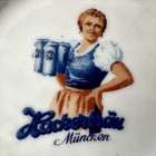 Hackerbrau Munchen German Beer Vintage Germany Bar Ashtray Woman Server Chip Rim