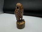 Vintage Miniature Wooden Owl Figurine Hand Carved Handpainted On A Stump