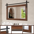 Farmhouse Bathroom Mirror - 5135 Inch Barn Door Rustic Wall Mirror With Wood    