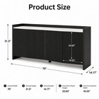 70  Black Fluted Sideboard Buffet Cabinet Marble Top Dining Storage Console