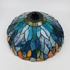 Vintage Tiffany Style Stained Glass Feather Lamp Shade Blue Orange 14    X 6   