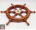 18  Nautical Wooden Ship Wheel Pirate Captain s Boat Wood Brass Wall D  cor Gift
