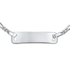 Thin Small Identification Id Name Tag Plate Bracelet Figaro Chain  925 Sterli   