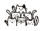 Standing 6 Cats For Window Vinyl Self-adhesive Decal  Cute Cats Anime Jdm Black