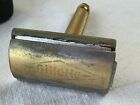 Vintage Gillette Gold Tone Brass Aristocrat Double Edge Safety Razor In The Case