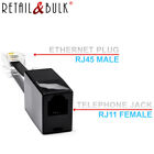 Phone Jack To Ethernet Adapter Rj11 Female To Rj45 Male For Landline Telephone