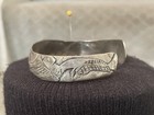 Vintage Northwest Coast Silver Cuff Bracelet Hand Signed Bird 