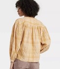Women   s Universal Thread Yellow Plaid Blouse Shirt Brand New Free Shipping