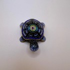 Vintage Chinese Cloisonne Brass Turtle Trinket Box Blue Gold Miniature Figurine