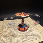Vintage Style Tin Litho Carousel Swing Ride Wind-up Amusement Park Toy