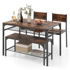 4 Pcs Dining Table Set  Kitchen Table And 2 Chairs For 4 W bench  Storage Racks