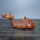 Antique Boxwood Carving Handwork Art Chinese Fish Transforming Dragon Sculpture