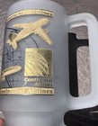 Vintage 1993 Metallic Gold Frosted Mug Continental Airlines - Lions 24kt Gold
