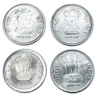 Lot Of 4 India 1 Rupee Coins - Lustrous- Combined Ship