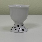 4 White 2 5    Ceramic Egg Holders With Black Polka Dots